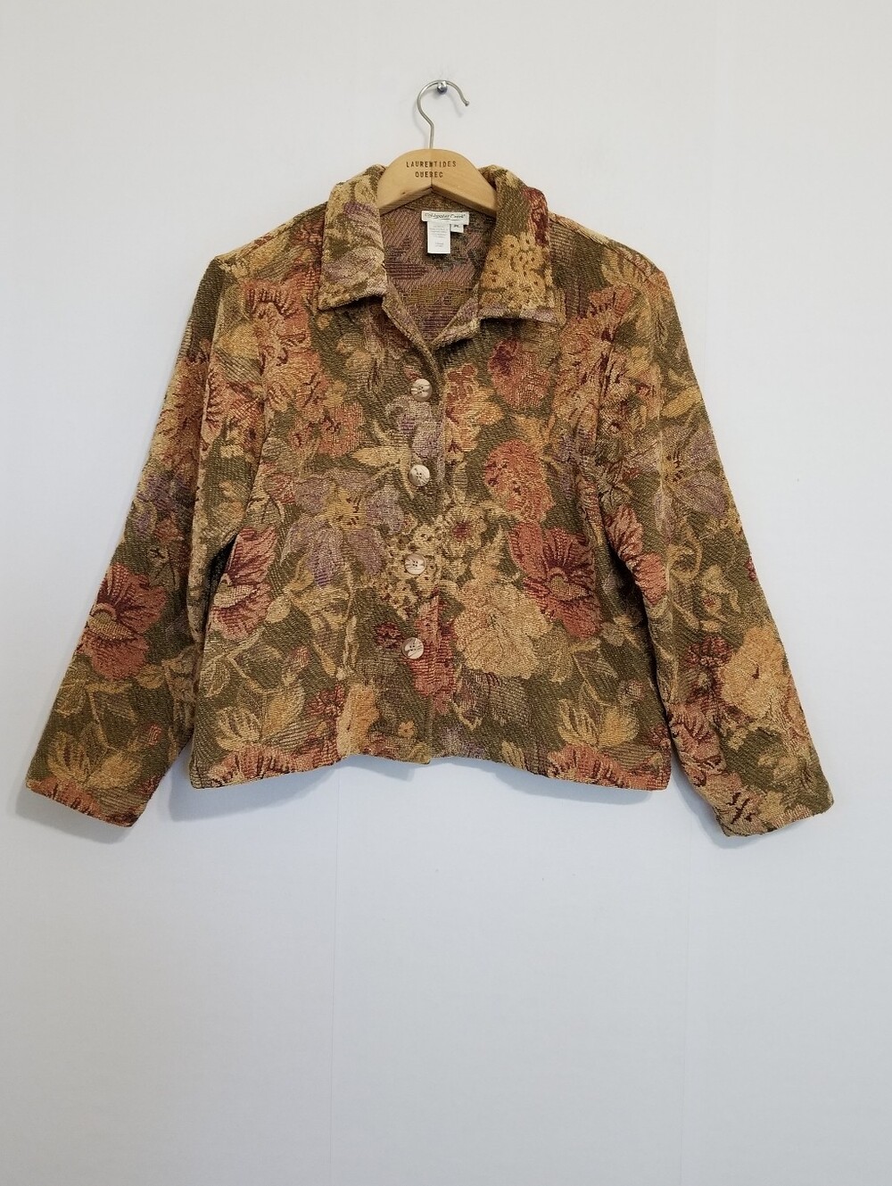 Vintage Coldwater Creek Floral Tapestry Blazer Jacket Size Petite Large